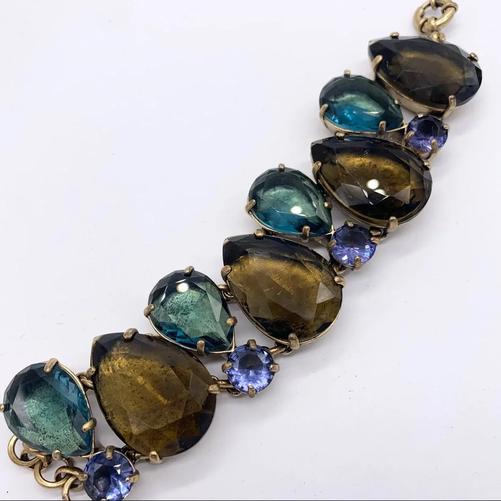 J. Crew Jeweled Blue Purple Brown Gem Bracelet